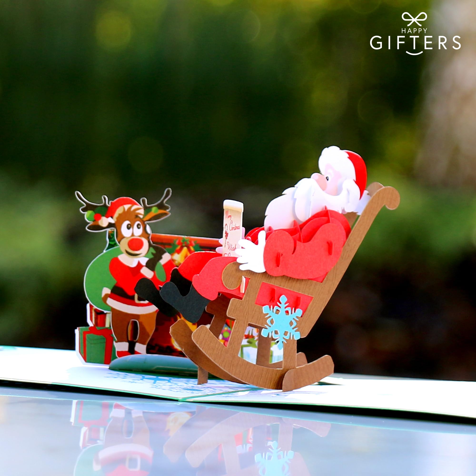 HAPPY GIFTERS Santa Claus Fireplace Pop Up Cards, 3D Greeting Pop Up Cards, Xmas Gifts Pop Up Card - Image 2