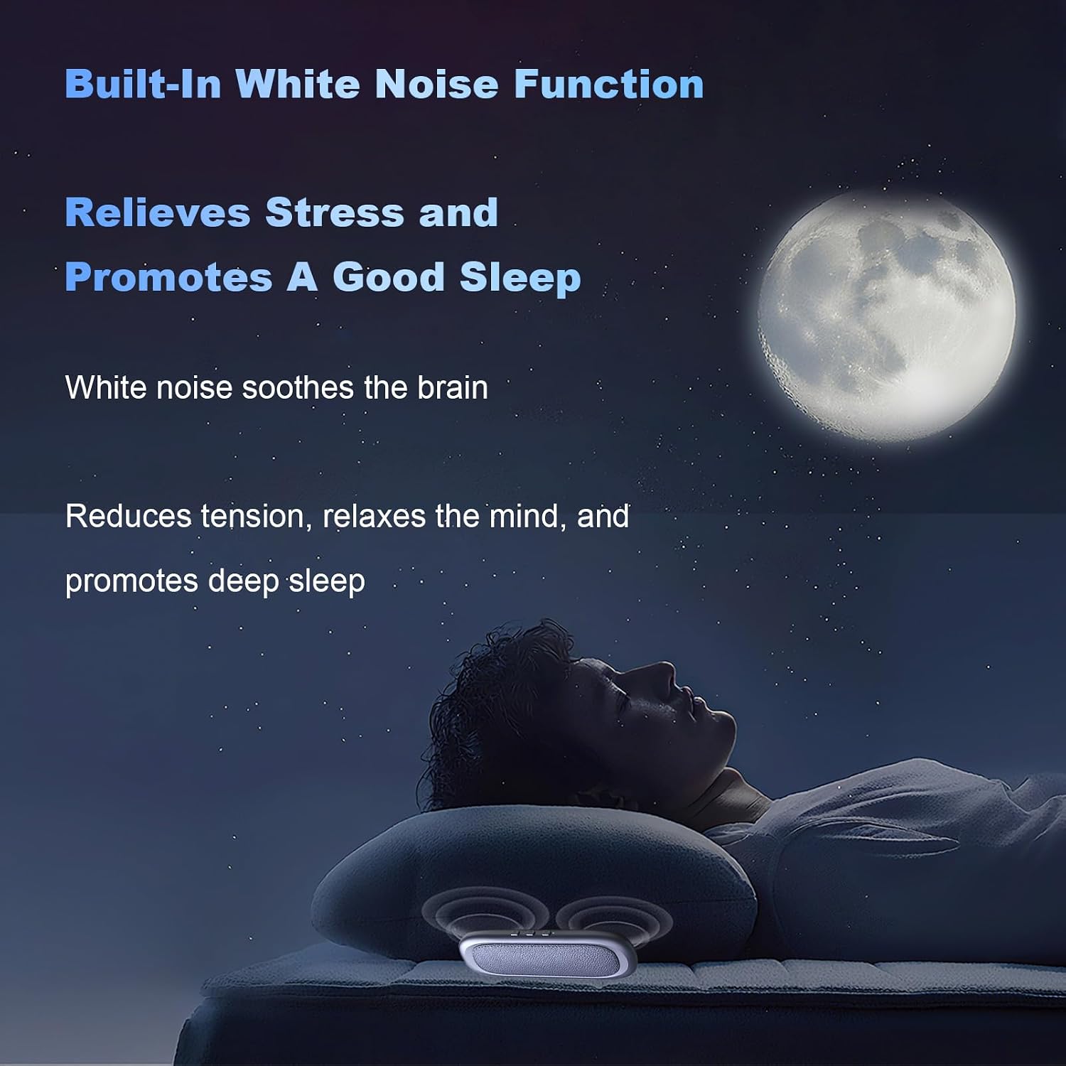 Zunate Under Pillow Bone Conduction Speaker for Sleeping, Bluetooth 5.4 White Noise Machine with Timer | Wireless Mini Sound Box Supports TF Card, Side Sleeper (Blue)