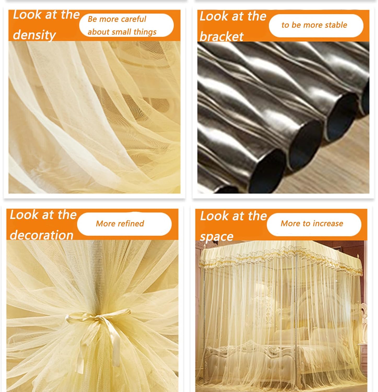 Cozy Net Bed Canopy Elegant Bed Tent Hanging Mosquito Netting Princess Bed Canopy Portable Bed Drapes Curtains Light Reducing for Full Queen King Size Bed