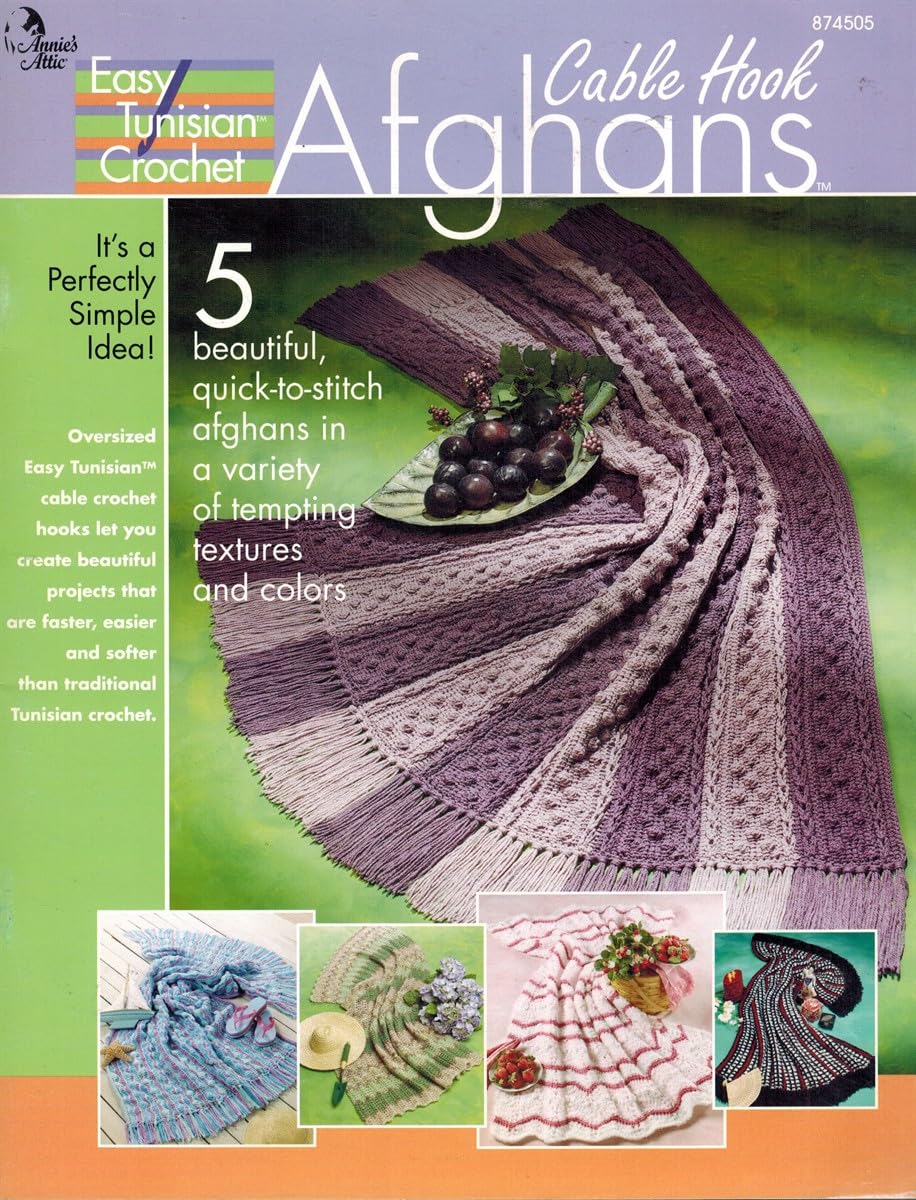 Annie's Attic Easy Tunisian Crochet Cable Hook Afghans 874505 Designs