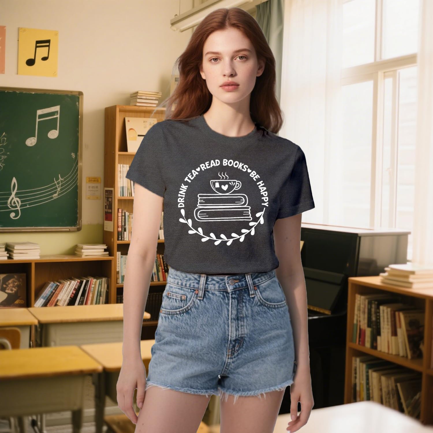 Teacher Shirts for Women Read Books T-Shirt Reading Tee Tops - Image 4