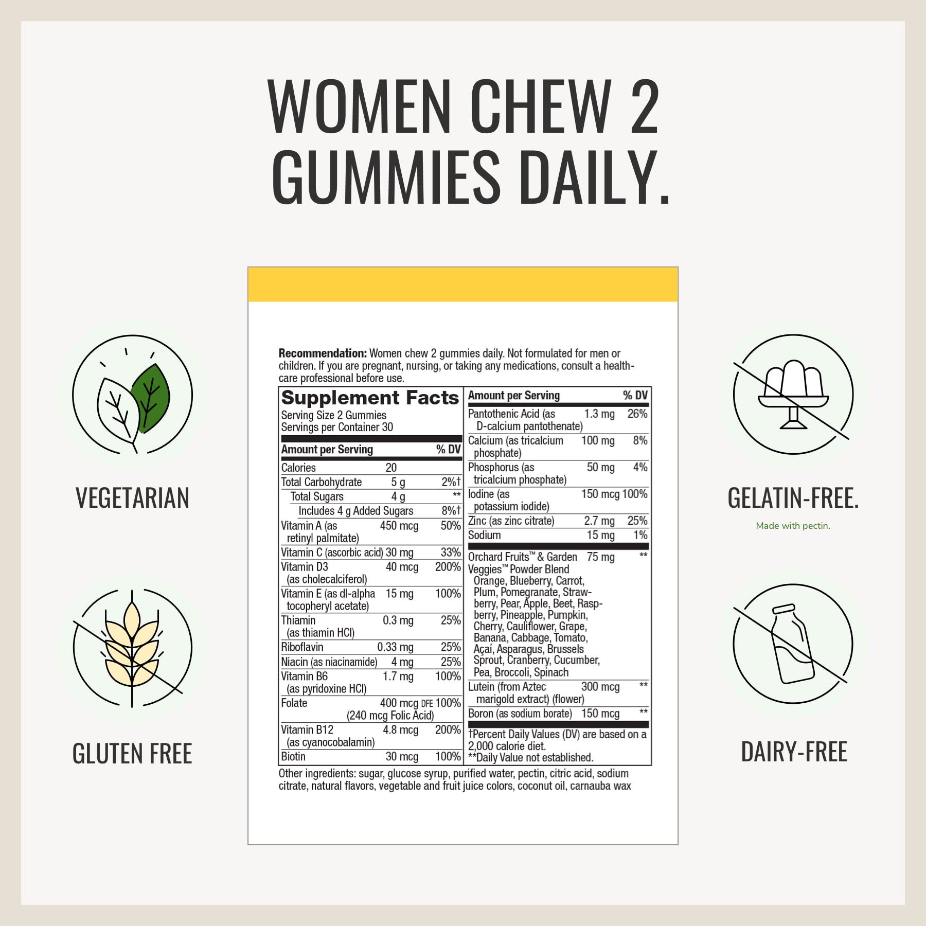Amazon.com: Nature's Way Alive! Women's and Men's 50+ Gummy Multivitamins,  B-Vitamins, Delicious Flavors, 60 Gummies Per Bottle : Health & Household
