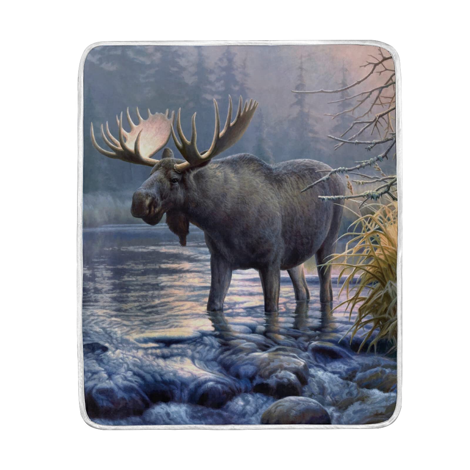 Ainans Throw Blanket, Funny Moose Pictures Soft Warm Cozy Bed Couch Sofa Blankets Kids Adults