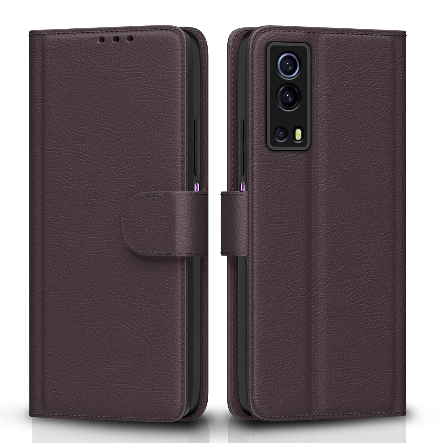 Pikkme IQOO Z3 5G Flip Case Leather Finish | Inside TPU with Card Pockets | Wallet Stand and Shock Proof | Magnetic Closing | Complete Protection Flip Cover for IQOO Z3 5G (Coffee)