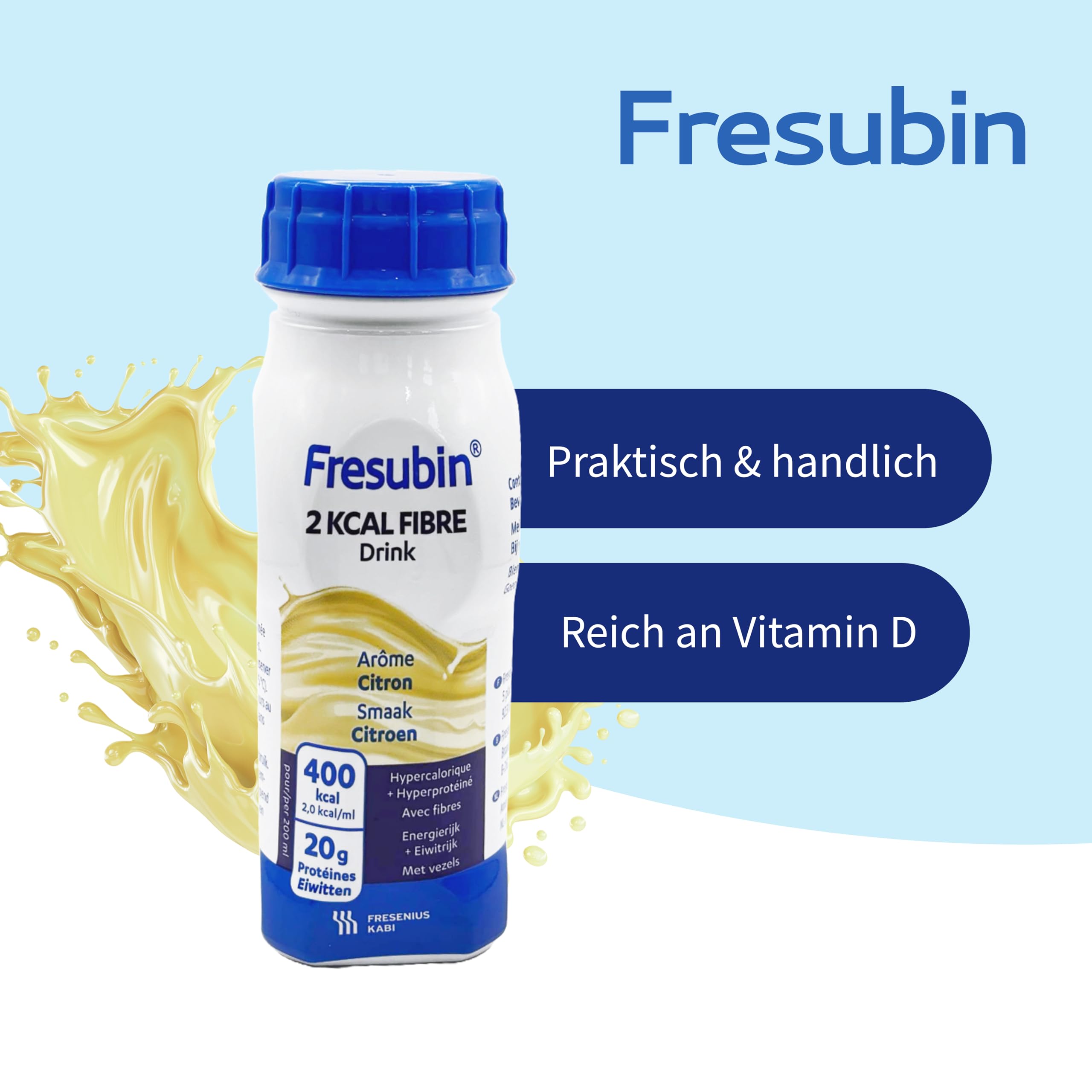 Fresubin 2 KCAL Drink - Hochkalorische Trinknahrung von Fresenius Kabi in 6 Geschmacksrichtungen, 400 kcal pro Flasche (200 ml (4er oder 24er Pack)) (200 ml (24er Pack), Lemon)
