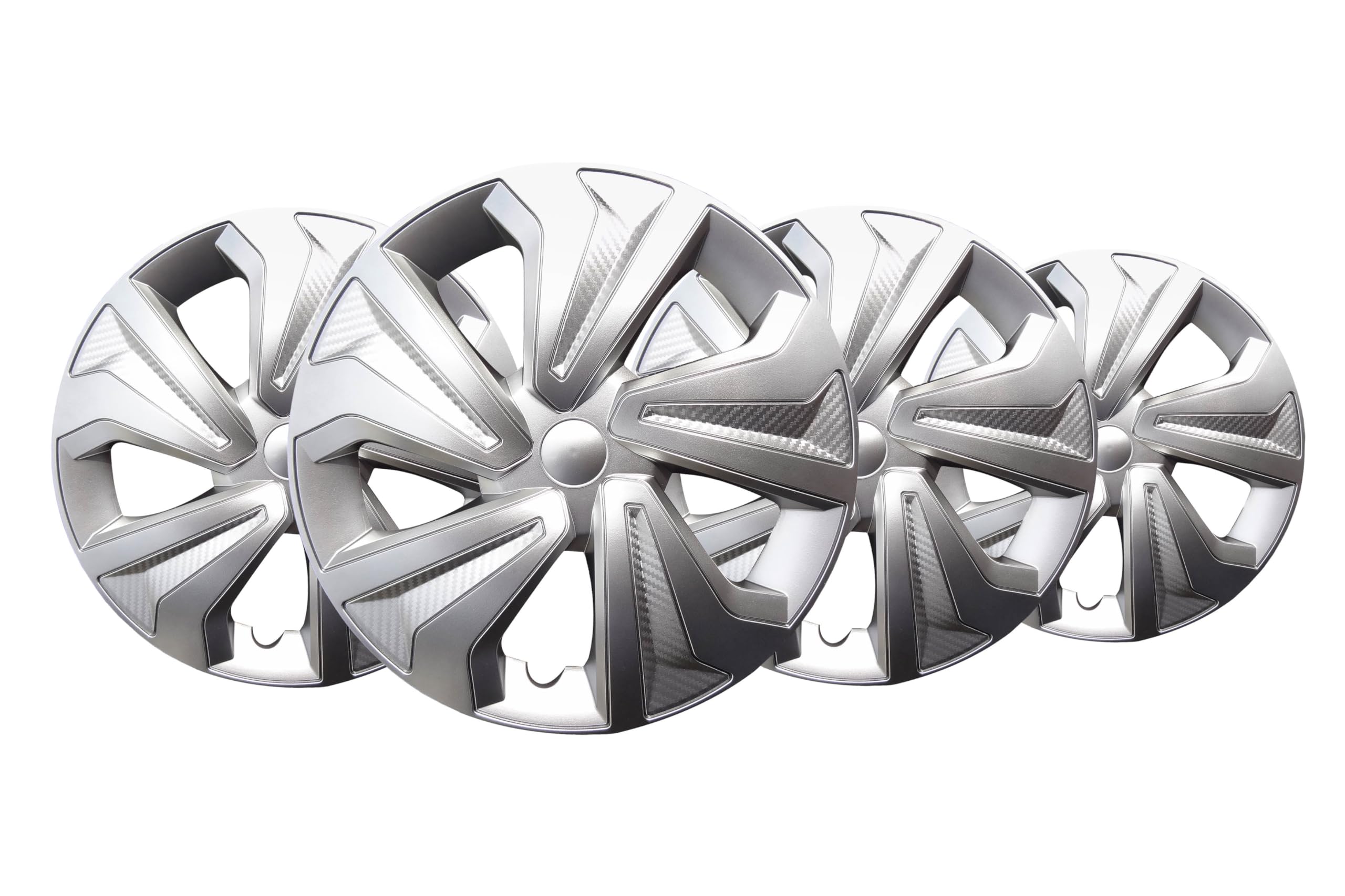 +PWR Car Parts Enjoliveurs 16" Road Argent, Lot de 4 unités, universels, ABS Haute résistance, Fixation par Pression, Design Moderne et Ventilation optimisée - 2