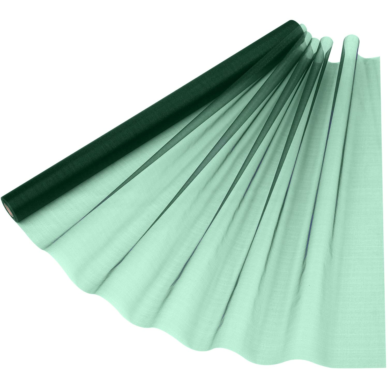 70cm x 15m Roll of Organza Sheer Fabric - Elegant Decorative Cloth for Wedding Chair Bows, Table Runners, Party Favours - Crafting Supplies for Ribbons, Dress Accents,and Bags, Hunter Green