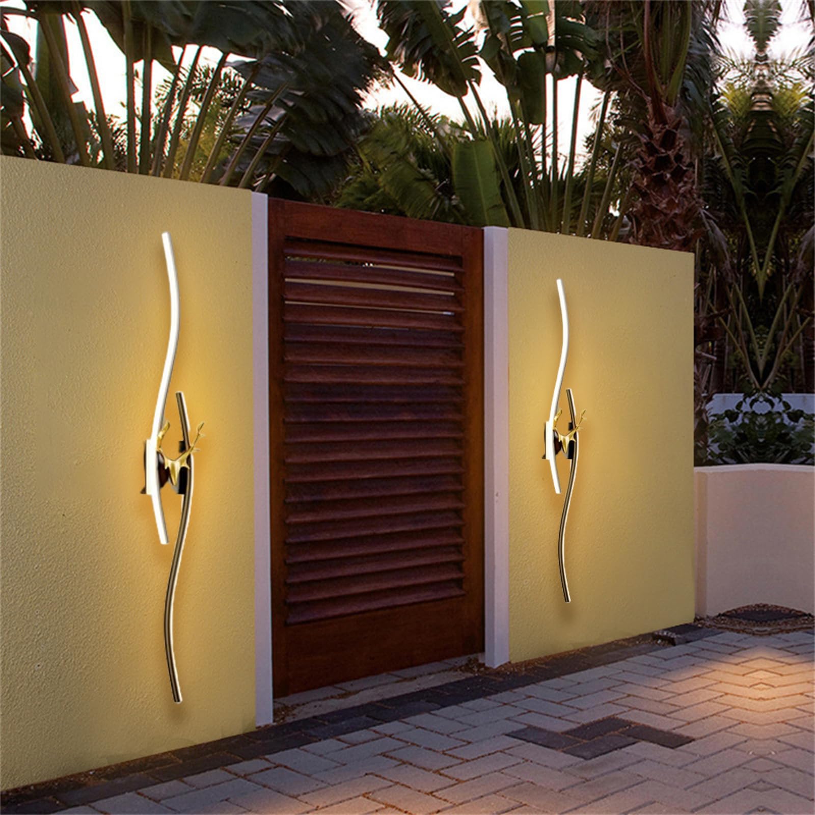 Moderno Dimmerabile Lampada da Parete con Telecomando Lungo LED Impermeabile IP65 Applique da Parete Soggiorno Apparecchio da Parete Terrazza Illuminazione a Parete Ingresso (Oro,120CM)