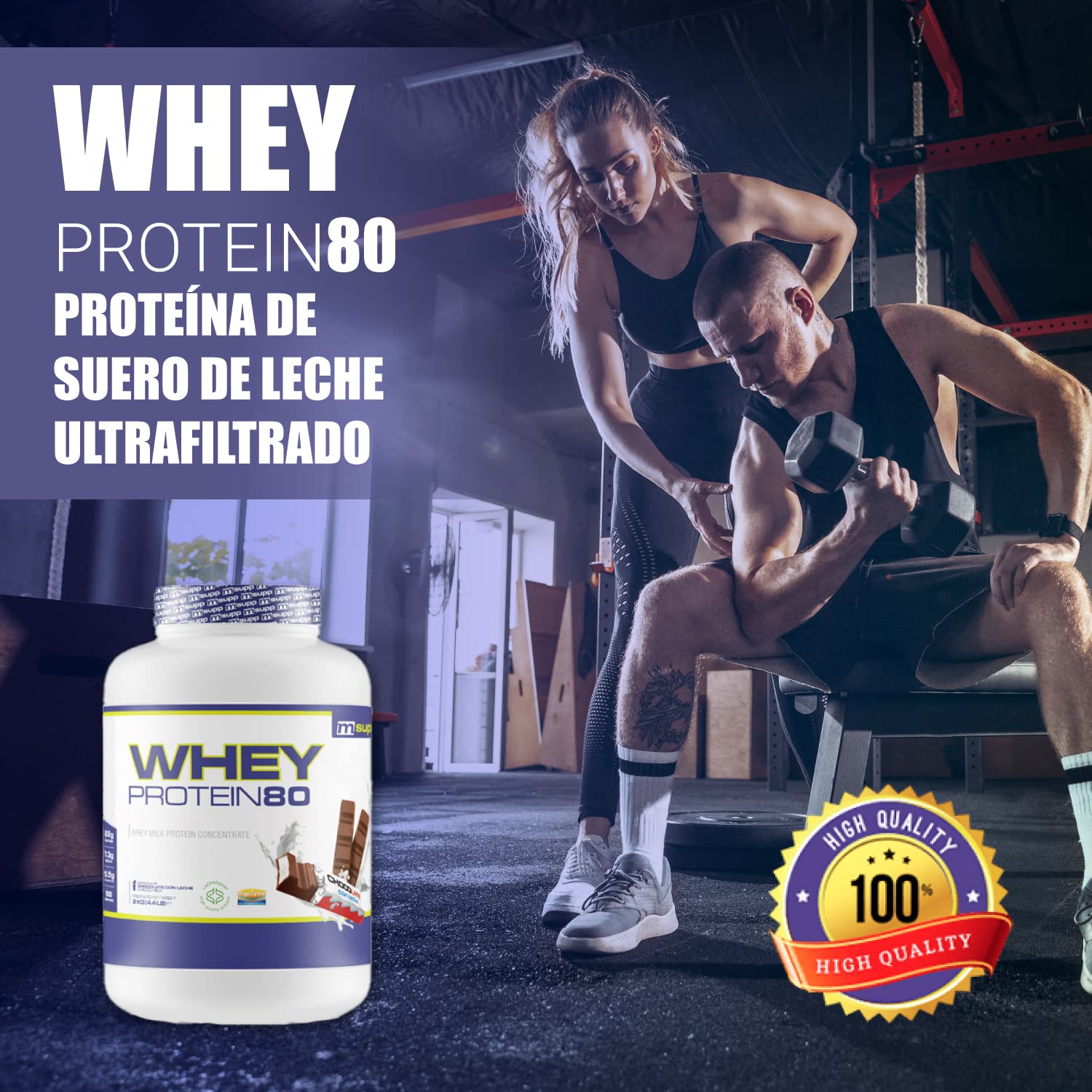 MASmusculo - Whey Protein 80 2Kg - Milchschokolade - Hochwertiges Whey Eiweißpulver - Mit Lacprodan von Arla und Molkenprotein - Unterstützt den Muskelaufbau