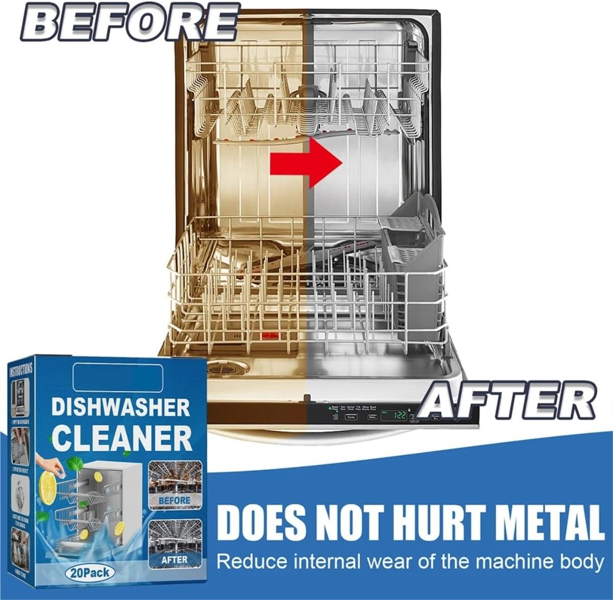 Dishwasher Cleaning Tablets (20 Pcs/Box) Degreasing and Degreasing，Kitchen Cleaning Tools(160pcs 8Boxes)
