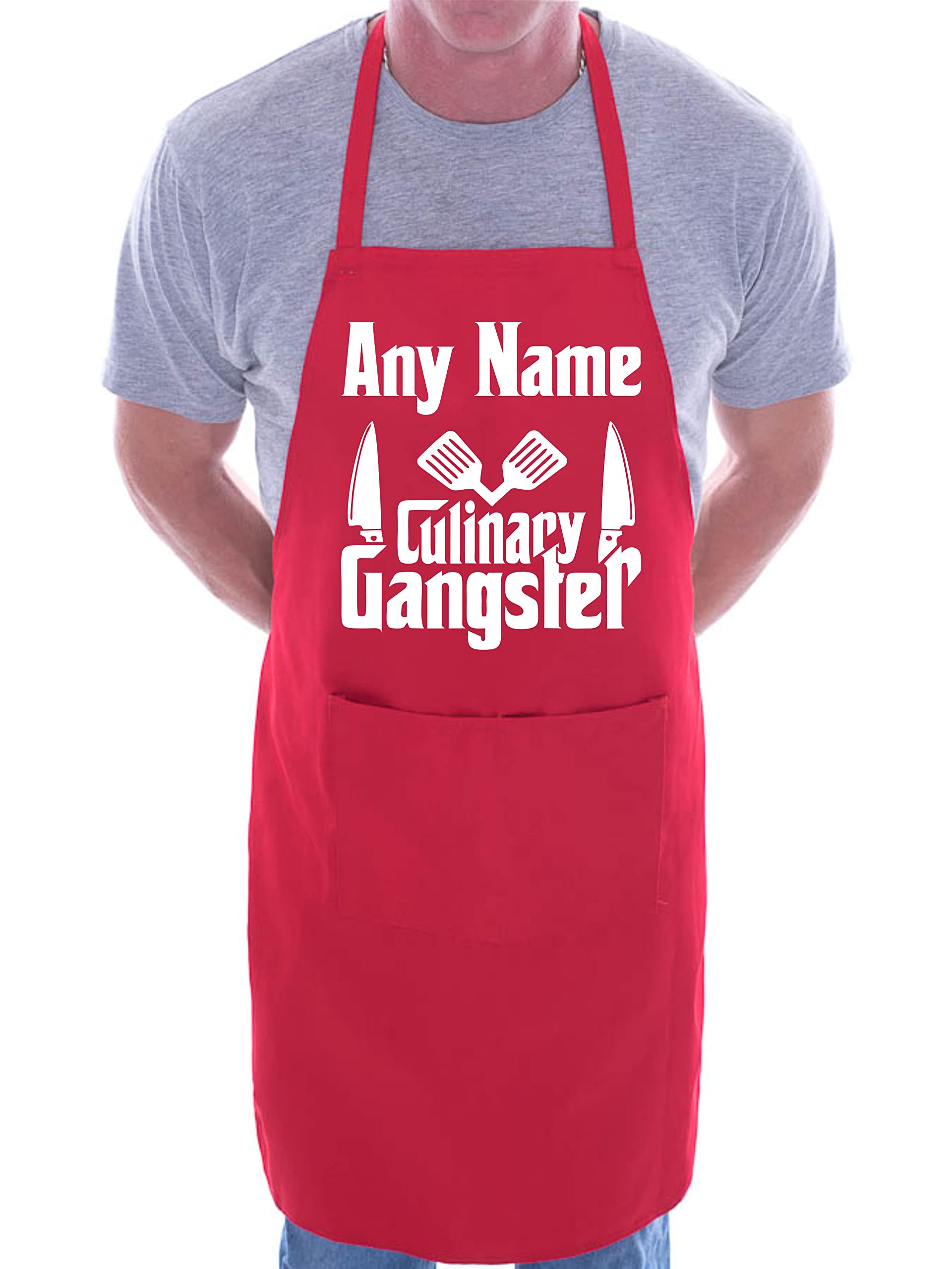 Print4u Unisex Red Personalise Your Own Apron Culinary Gangster Your Name Here Bbq Cooking