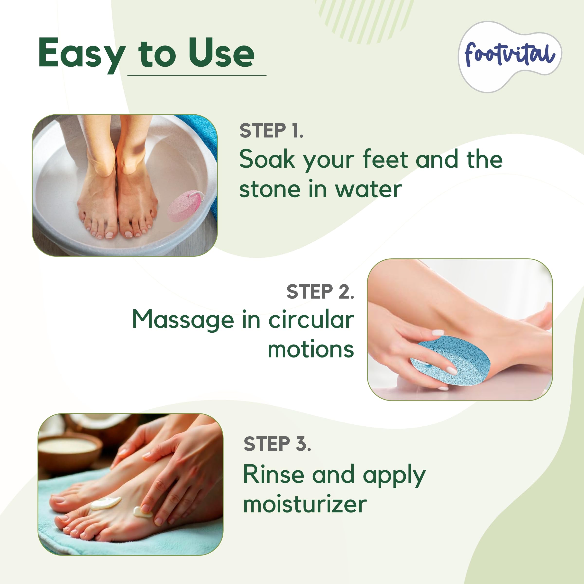 Footvital Lava Pumice Stone for Feet | Natural Foot Callus Remover for Soft, Smooth Skin | Pedicure Spa Tool with Hanging Rope | Multicolor (Pack of 2) - Image 4 thumbnail