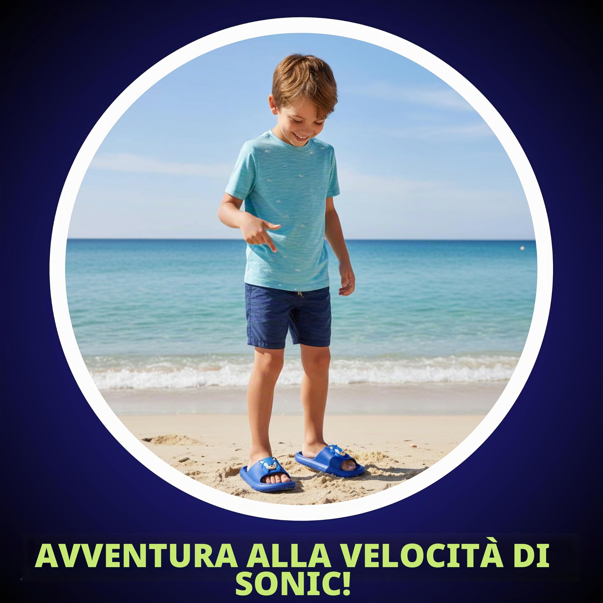 Sonic The Hedgehog Sandali per Bambino, Sandali Estivi Regalo per Ragazzi, Taglie EU 26 alla 33