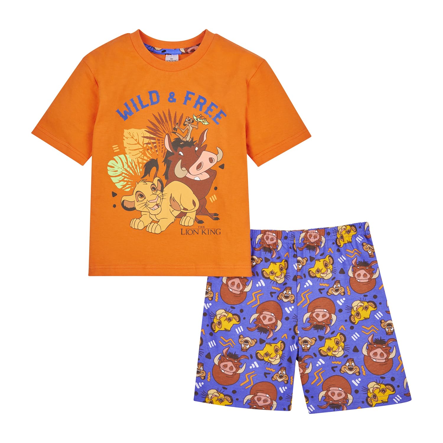 Disney Boys Orange Lion King Pyjamas, Simba Pjs Set, Official Lion King Merchandise 7-8 Years