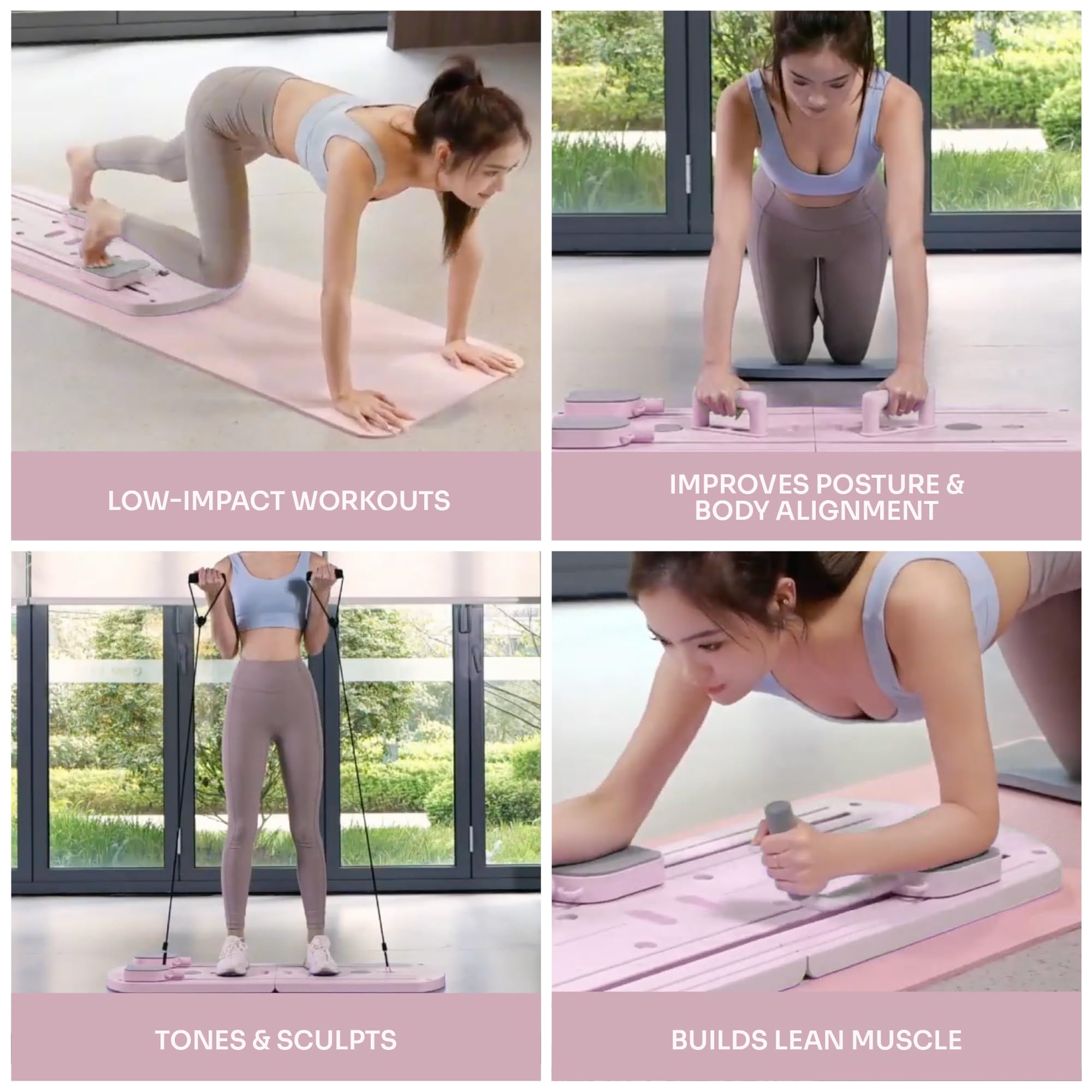 Myga Pilates Reformer Machine - Faltbares Pilates Board mit Rebound Ab Roller, Widerstandsbänder, Push Up Bars & LED Counter für Ganzkörpertraining - Multifunktional für Zuhause, Fitnessstudio