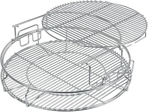 Burly grill 5 Piece Replacement Kit for Big Green Egg XL, Rack for Eggspander 5 Piece Kit Conveggtor Basket Stainless Steel Grill Stack Rack with Removable Cooking System Expander Rack