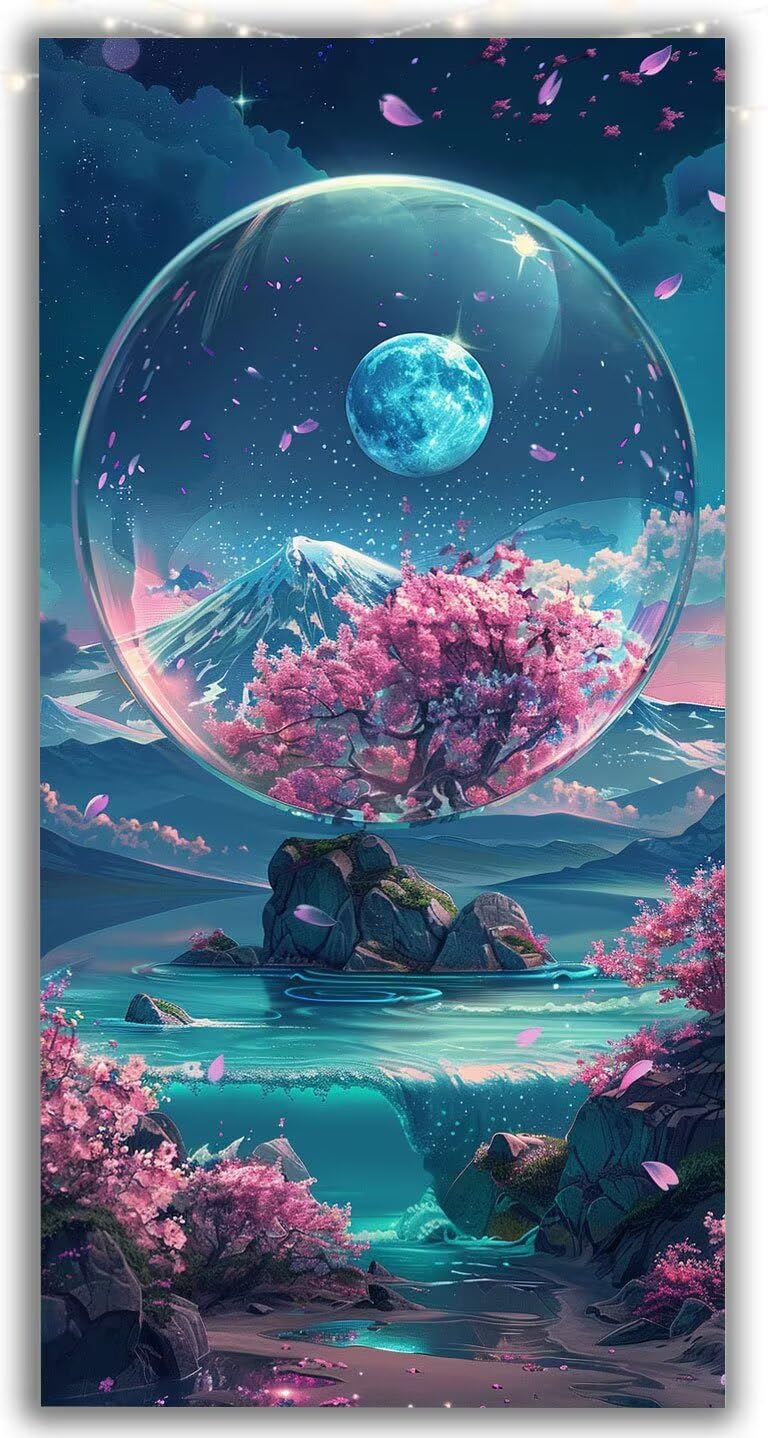 Obraz diamentowy 5D, góra, Fuji, 90 x 180 cm, panorama – zestaw do malowania diamentami morze, dla dorosłych, XXL, pełny obraz z okrągłymi kamieniami, "zrób to sam", haft krzyżykowy, sztuka ścienna