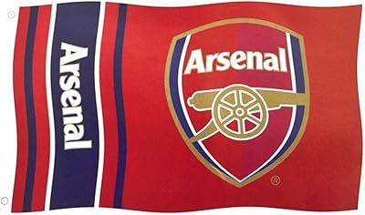 Arsenal FC Wordmark Stripes Flag 5 x 3ft Red