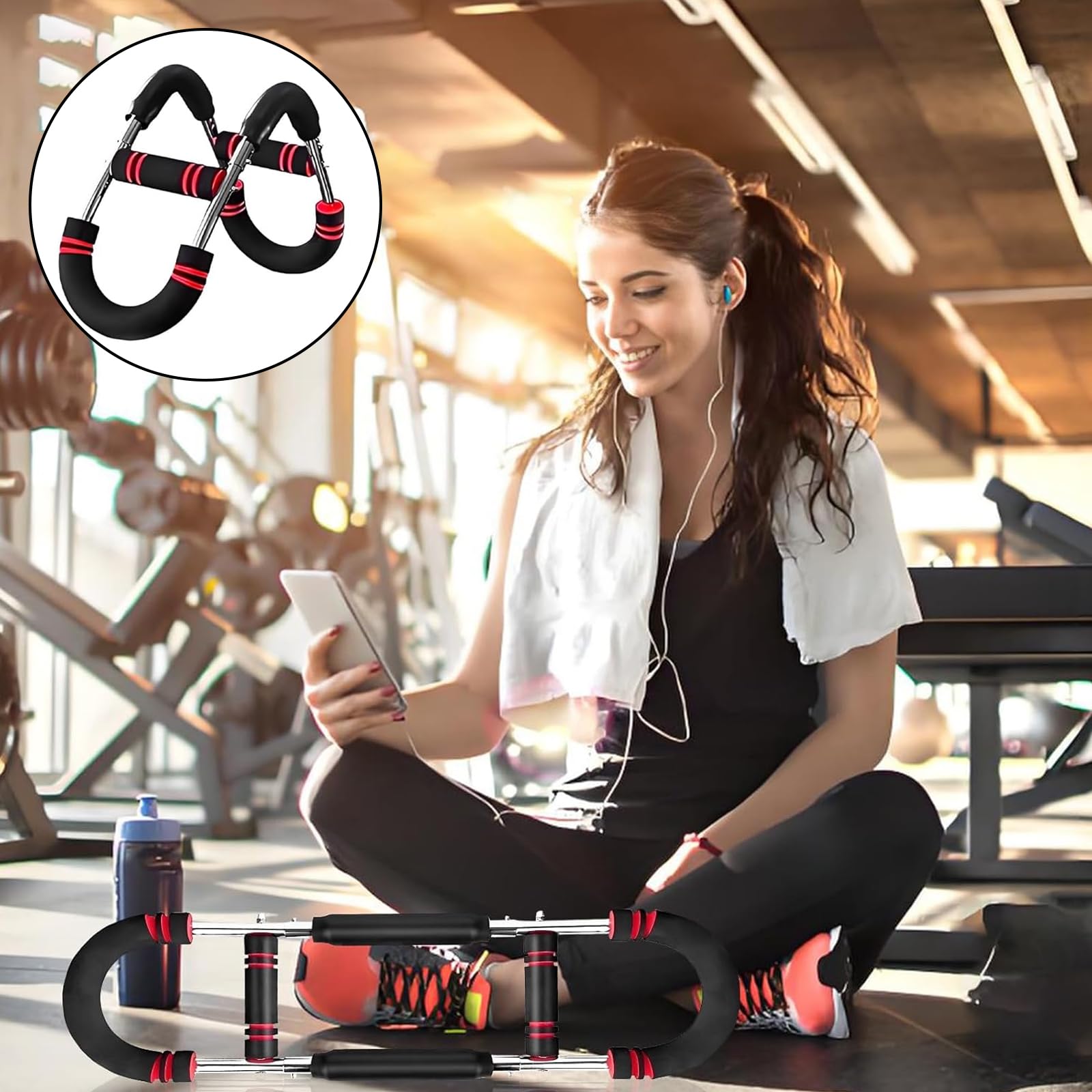 Twister Arm Trainer,Chest Workout Equipment,Twister Arm Exerciser,Attrezzo per Esercizi a Forma di U,Power Twister Bar Portatile,Espansore Toracico Regolabile,Attrezzi Palestra Casa
