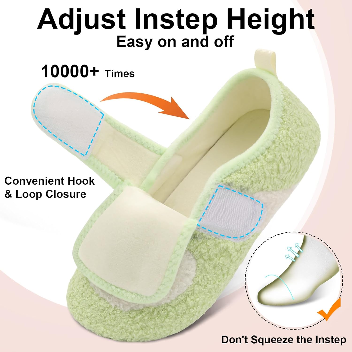 BARERUN Women Slippers Adjustable Wide Diabetic House Slippers for Women Soft-Lightweight House Shoes with Rubber Sole Indoor/Outdoor - Image 5