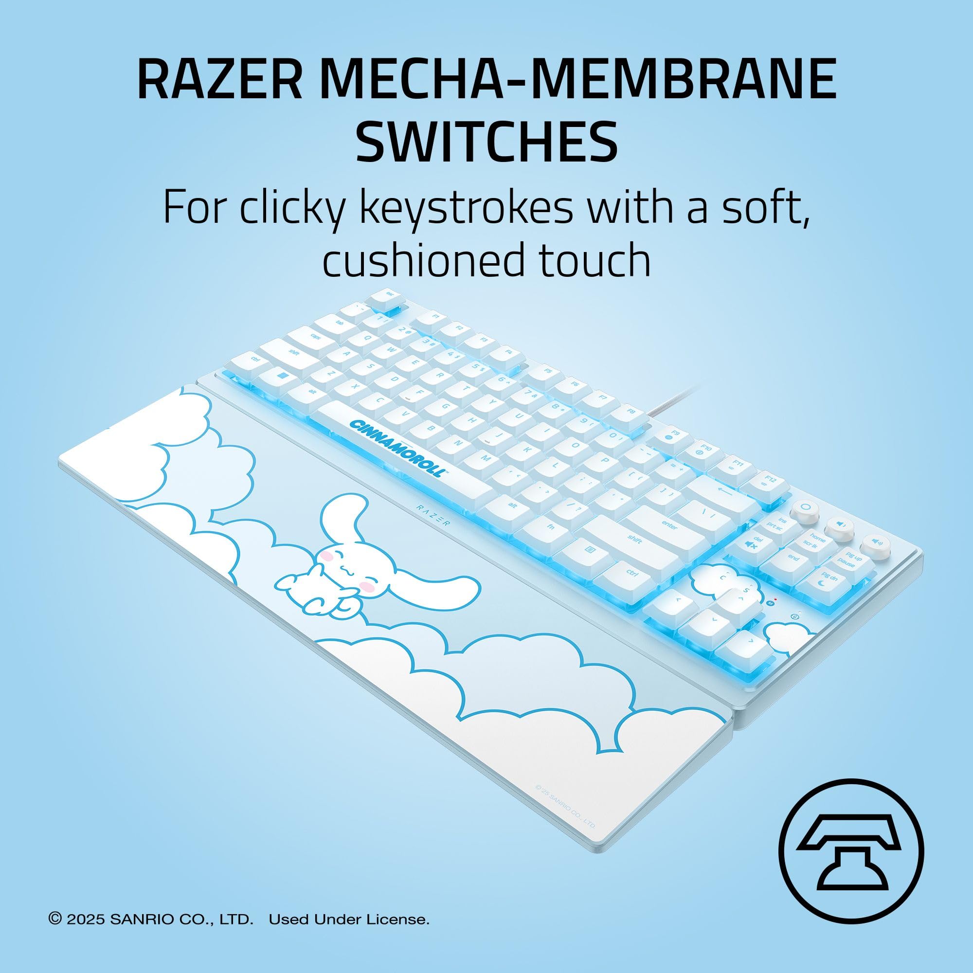 Razer Ornata V3 TKL Gaming Keyboard: Tasti a basso profilo - Interruttori Mecha-Membrana - Copritasti rivestiti UV - Tasti multimediali retroilluminati - Illuminazione RGB a 8 zone - Wrest magnetico
