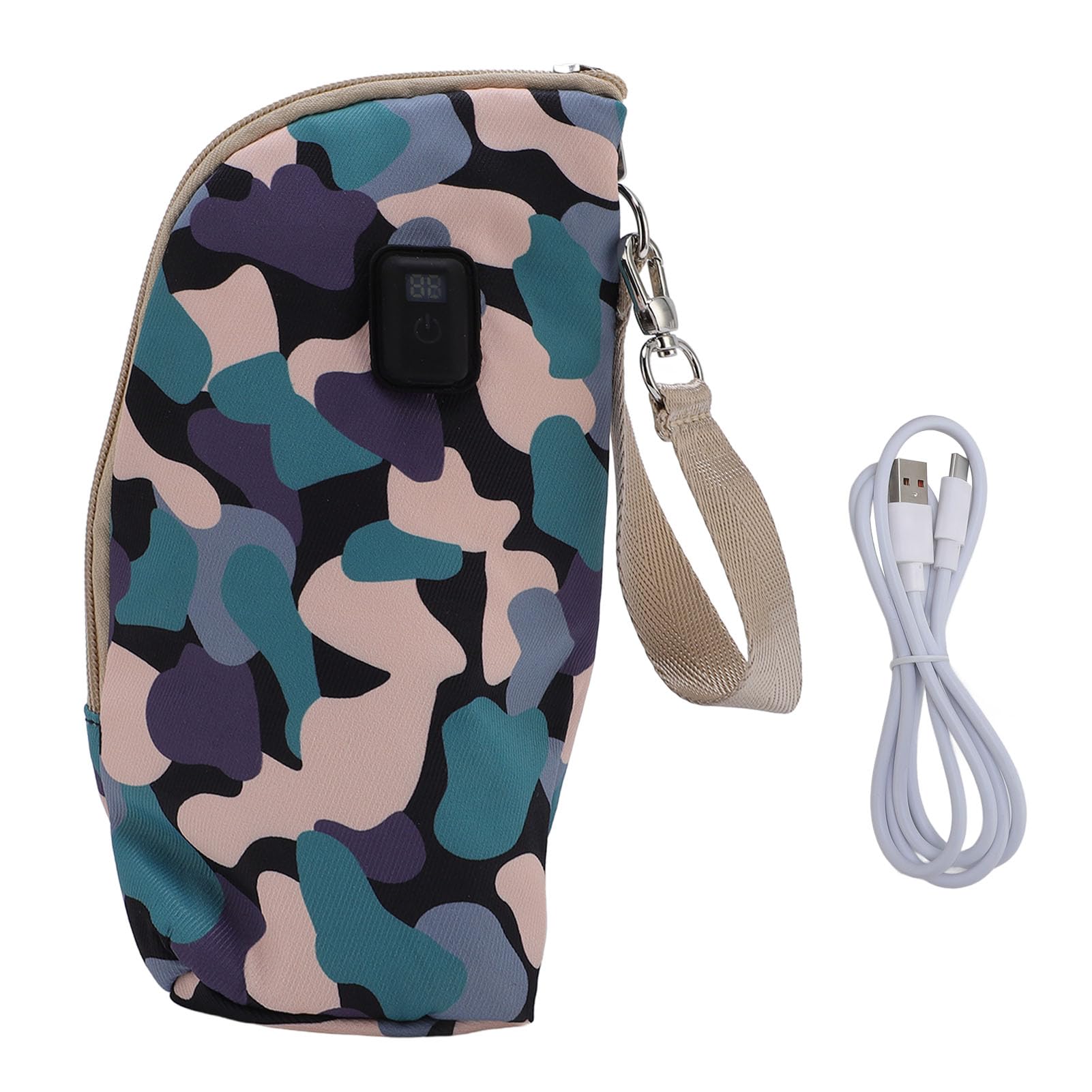 Generic Podgrzewacz do Butelek na Mleko Izolowany Termicznie, Utrzymujący stałą temperaturę 21 ustawień do Karmienia Dziecka w Ruchu Silikonowy Poliester (Camo-czarny)