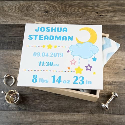 Miniatura 4 de Caja de recuerdos personalizada para bebé (grande, arte de bosque azul)