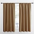 RYB HOME Bedroom Curtains Blackout - Light Block Energy Efficiency Small Window Treatment Drapes for Kitchen Dining Baby Nursery Living Room, W 42 x L 63 inch, Gold Brown, 2 Panels