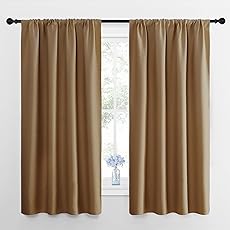 RYB HOME Bedroom Curtains Blackout - Light Block Energy Efficiency Small Window Treatment Drapes for Kitchen Dining Baby Nursery Living Room, W 42 x L 63 inch, Gold Brown, 2 Panels