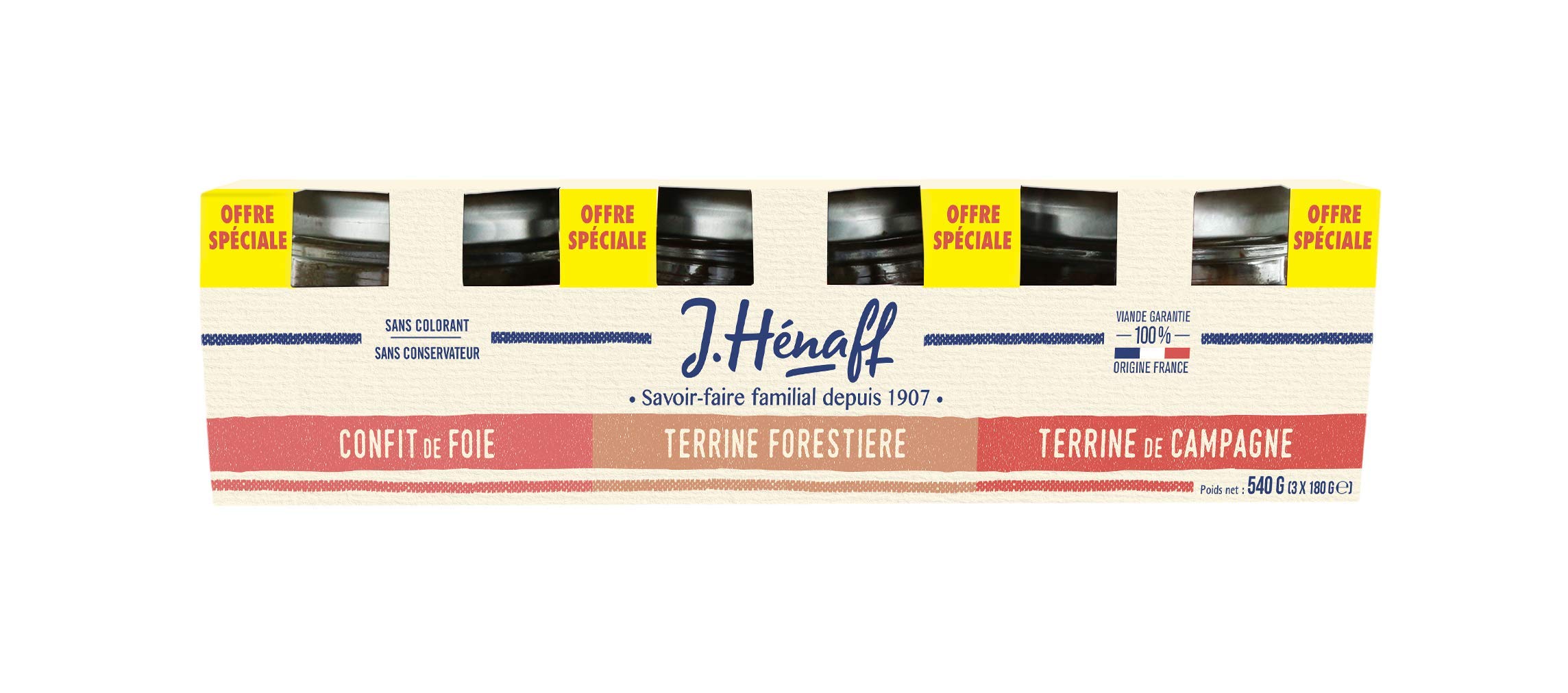 HENAFF Set For/Camp/Confit Classique 3 x 180 g - Lot de 3