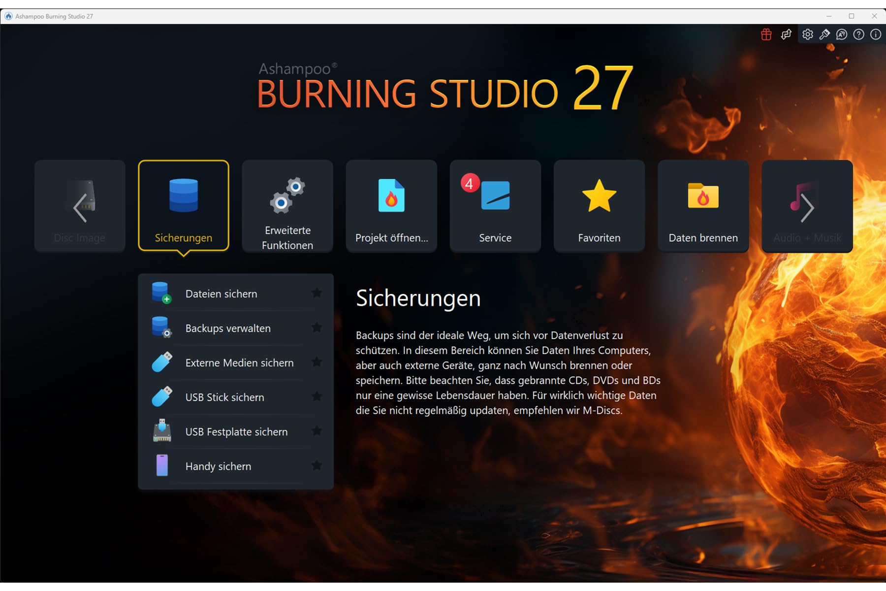 Burning Studio 27 - Professionelles Brennprogramm für CD, DVD & Blu-ray, Kopieren, Musik-Ripping (AAC/WAV), 4K H.265 Video, 1.800+ Autoradio-Profile, Datensicherung mit Kratzerschutz für Windows 11/10