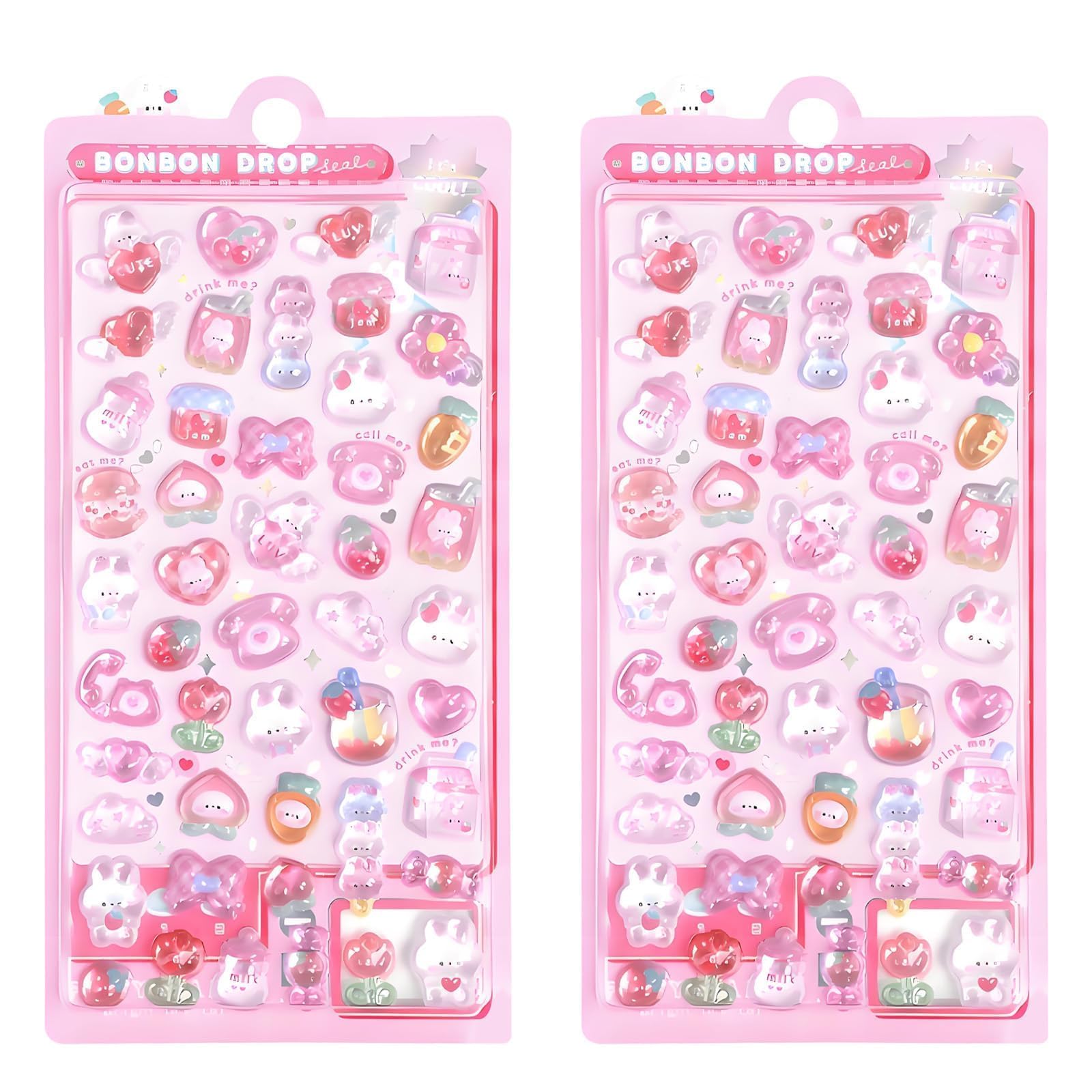 100pcs 3D Stickers, Puffy Stickers for Children Pink Sticker Pack, Sticker Sheets Apply to for Scrapbooks, Planner Journals Laptops Phone Case Decoration, Diverse Craft Accessories Kids Stationary