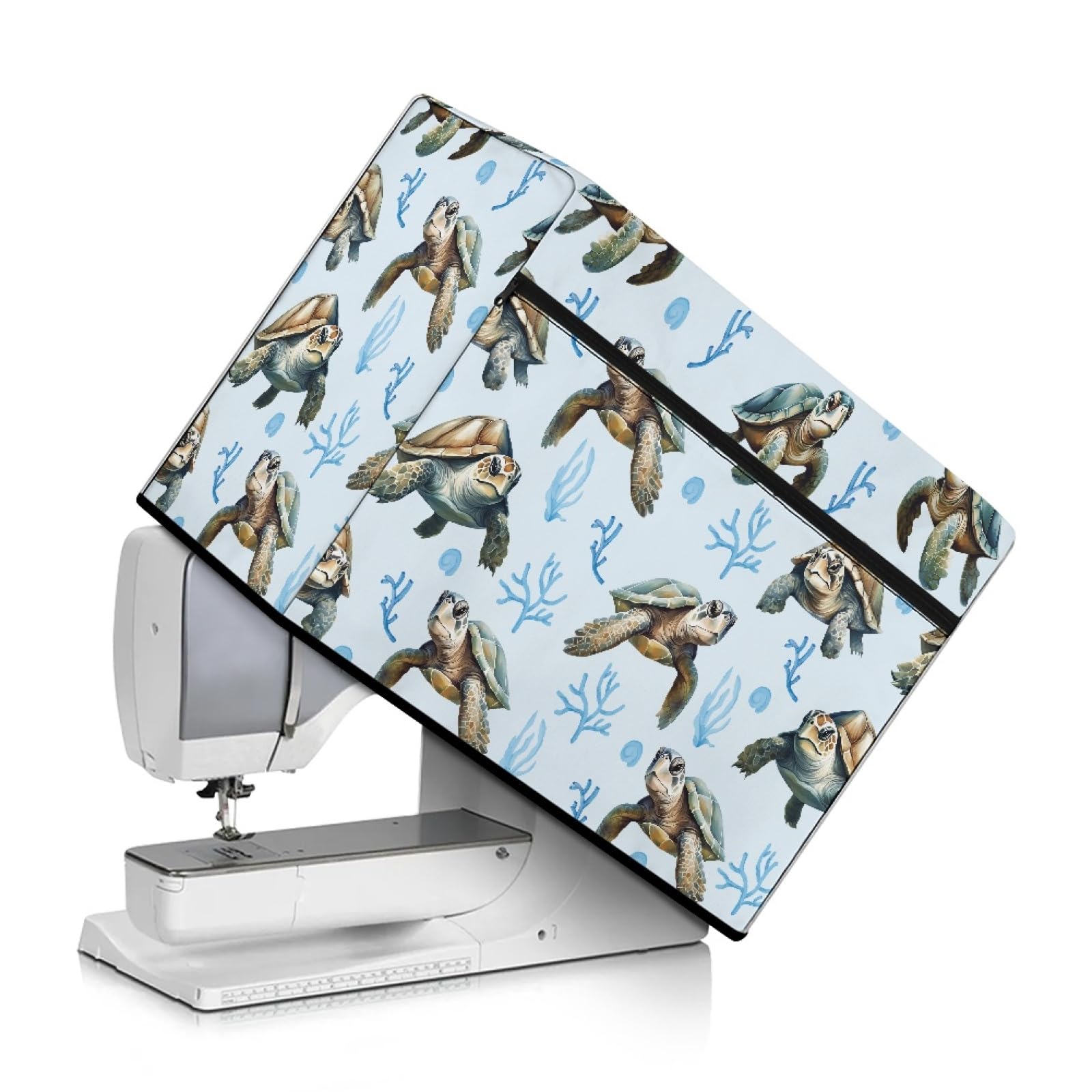 TOADDMOS Sea Turtles Sewing Machine Dust Cover with Essentials Storage Pocket and Top Handle Lightweight Scratches-proof Sewing Machine Organizer Bag