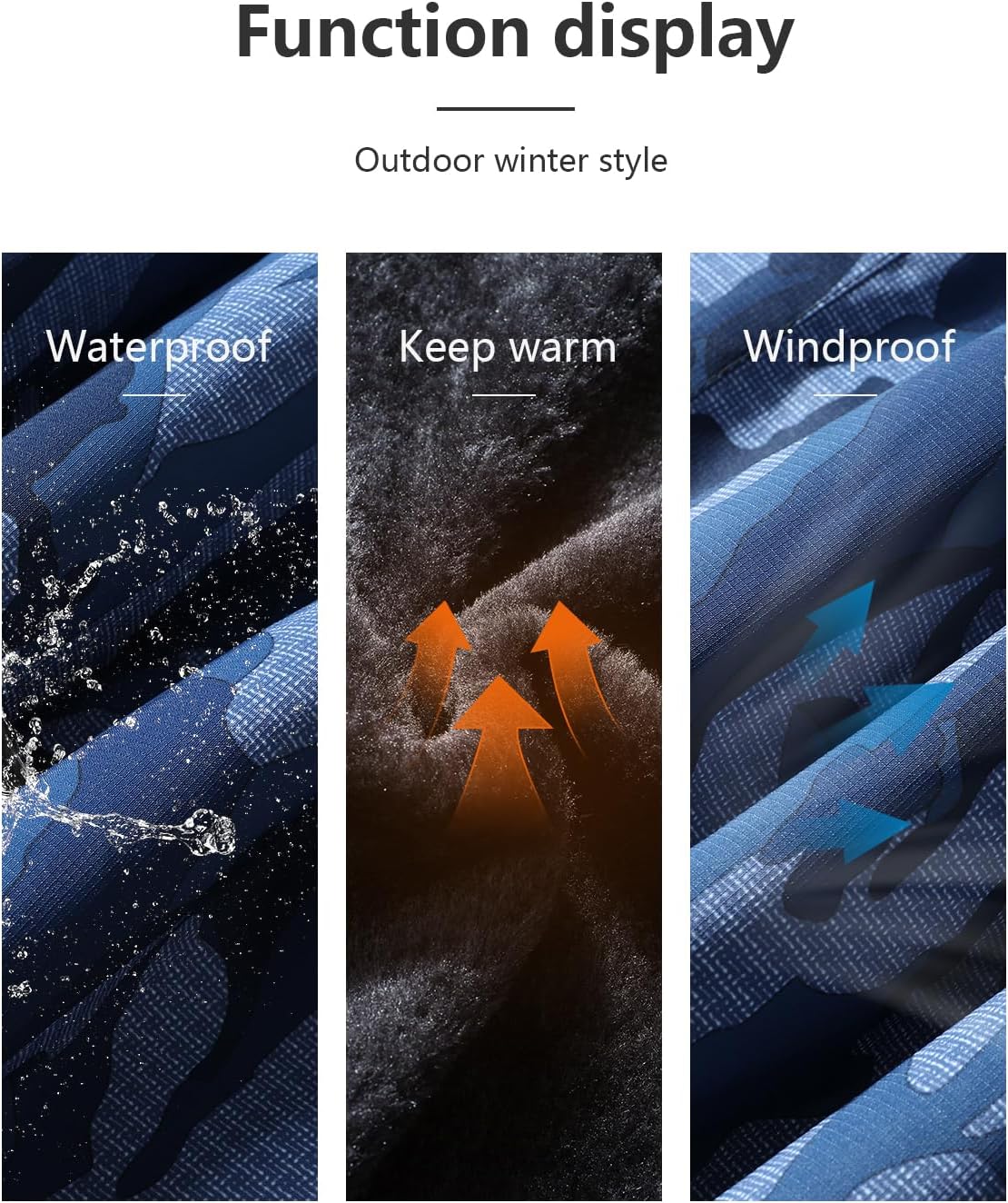 Men's Mountain Winter Coat Warm Fleece Ski Snow Jacket Waterproof Raincoat with Hood - Image 4