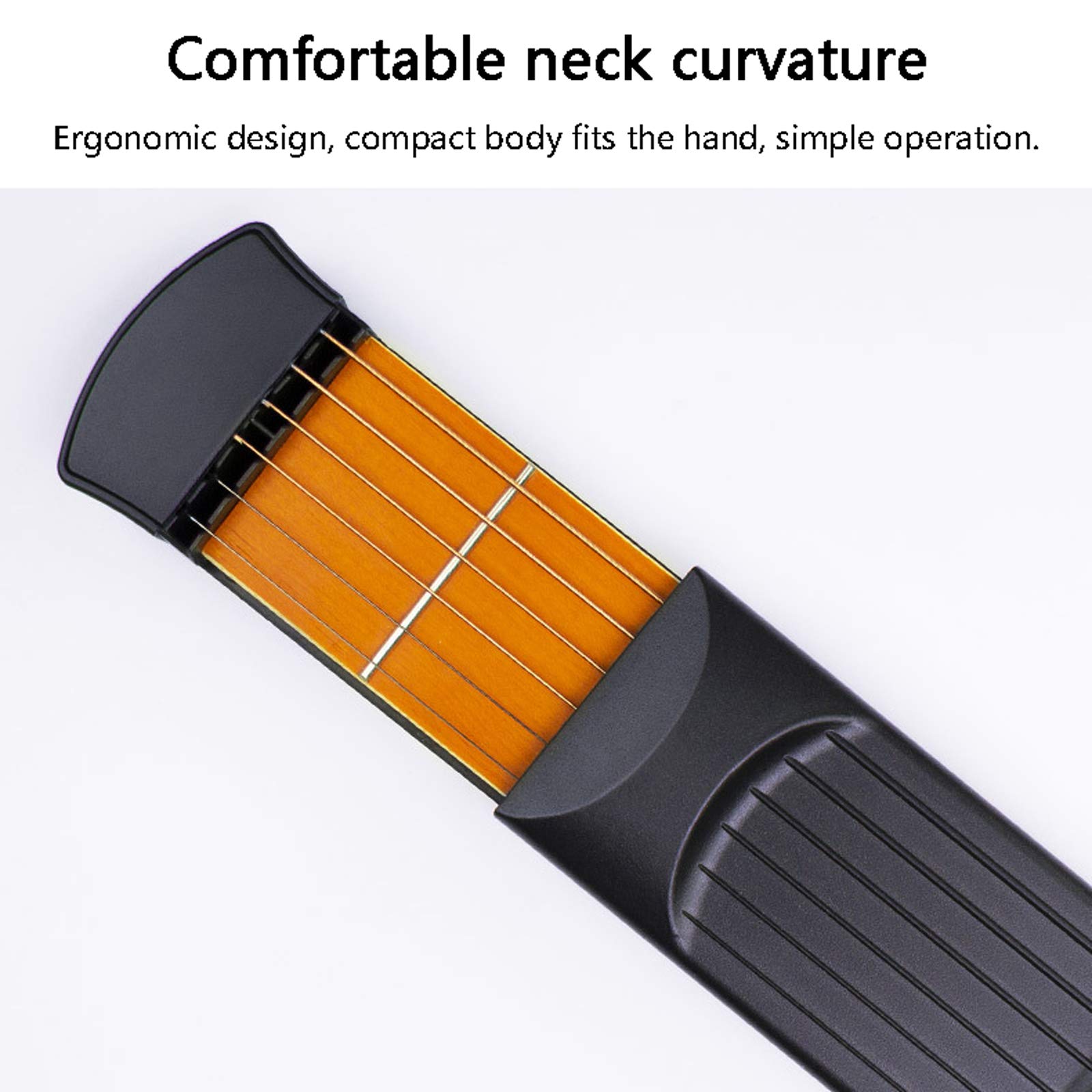 Narzędzie do ćwiczeń gitary kieszonkowej, czarny plastikowy przenośny trener akordów gitarowych, kieszonkowa gitara ćwiczenie szyi dla początkujących trenażer trener palcowy