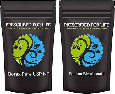 Prescribed For Life Sodium Bicarbonate Powder (1 lb) + Borax Powder (113 g) Bundle | Natural Multipurpose Cleaning Powder...