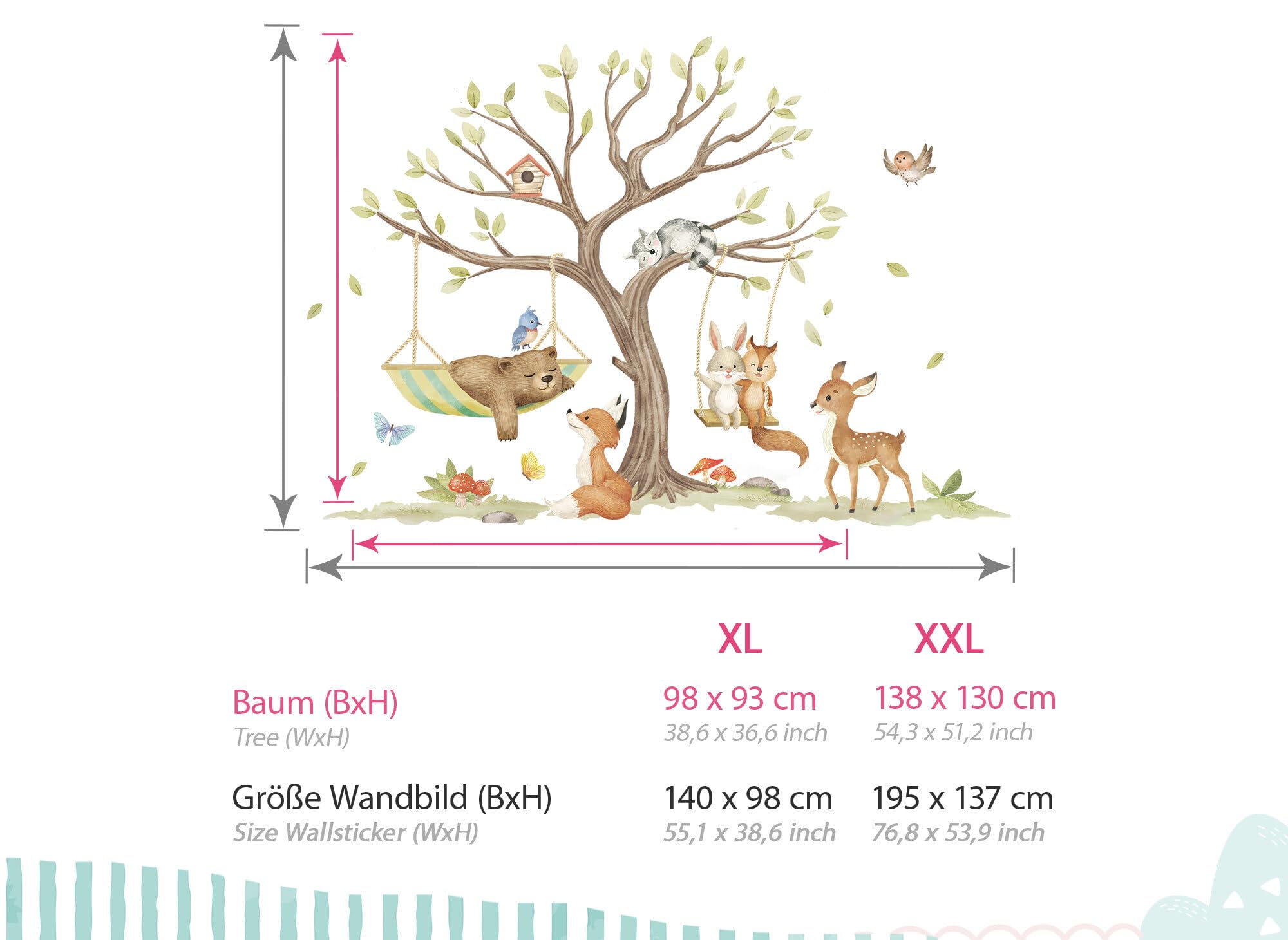 Graz DK1134-05 - Adhesivo decorativo para pared, diseño de animales del bosque