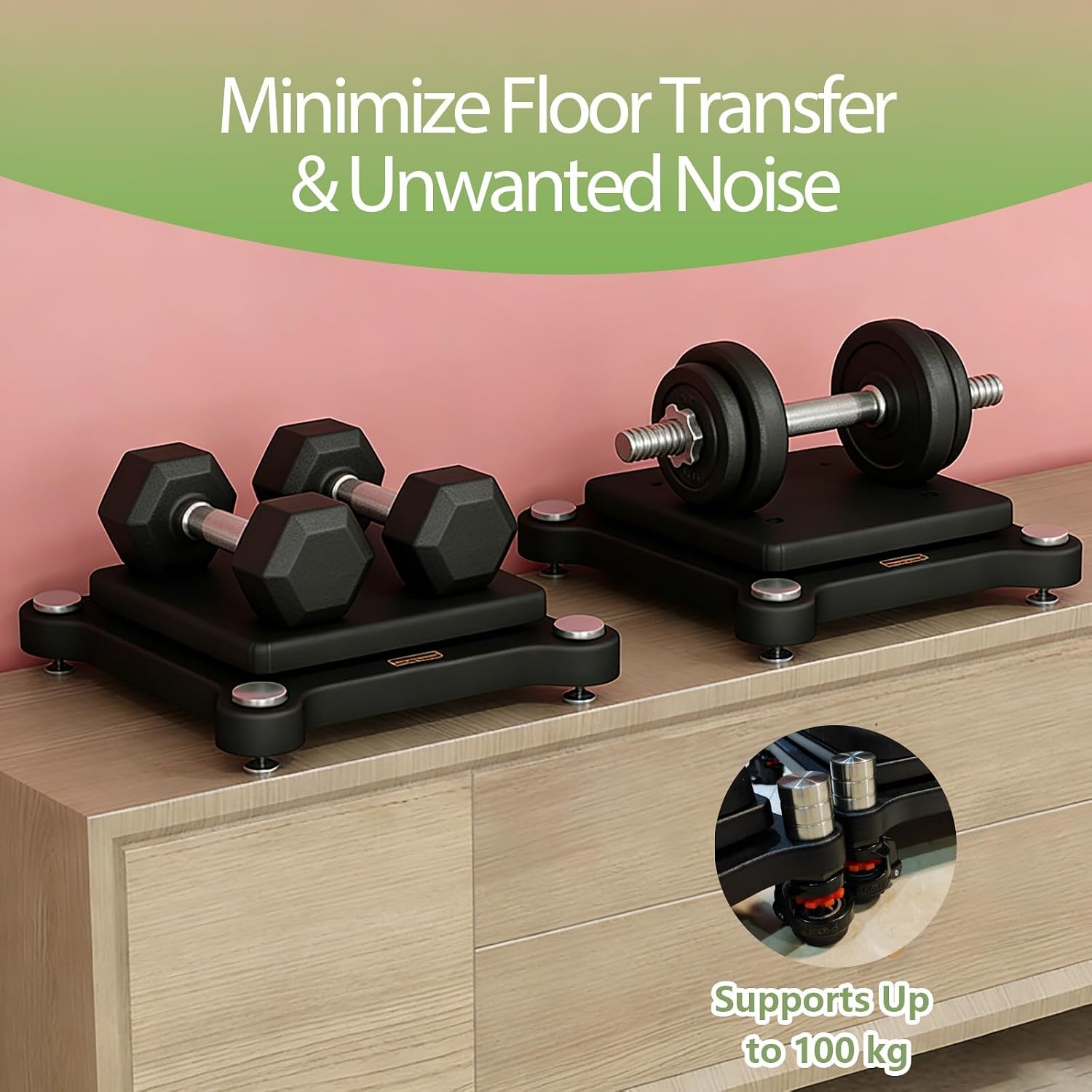 Compact low-profile subwoofer isolation stand with adjustable spikes, rubber feet, 2-level speaker platform, stabilizer base, and wheels for studio monitors and floor speakers.(Black#2,25x35cm)