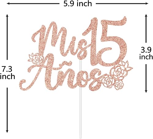 Miniatura 6 de Mis 15 años - Decoración para tartas Mis Membrillo 15, Feliz 15 años, decoración para tartas de 15 años, decoración de fiesta de feliz cumpleaños de