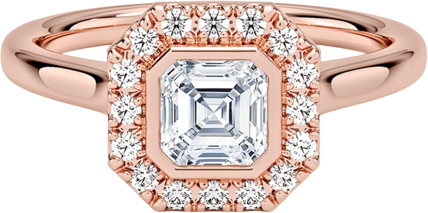 0.50 Carat IGI Certified Lab Grown Diamond Engagement Ring, Custom Cut Halo Design, E–F Color VVS2 Clarity, 925 Sterling Silver or 10K 14K 18K Solid Gold, Luxury Statement Ring for Women