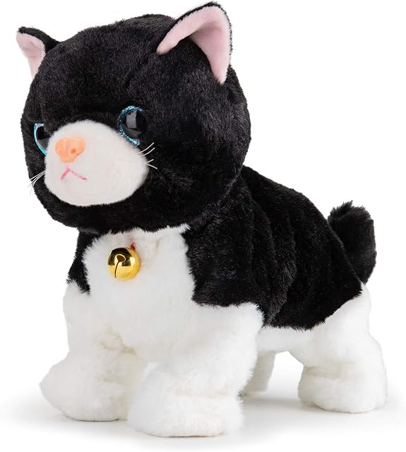 Smalody Interactive Electronic Plush Cat Toy - Multicolor LED Eyes Touch Control Meow Kitten, Electronic Robot Cat Toys Gifts for Boys & Girls Kids Birthday Christmas