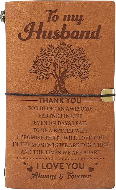 Gifts for Husband , Leather Journal 140 Pages Husband Birthday Gifts, Notebook Travel Diary Gifts for Husband from Wife, Valentines Anniversary Wedding Day Gifts for Husband Men