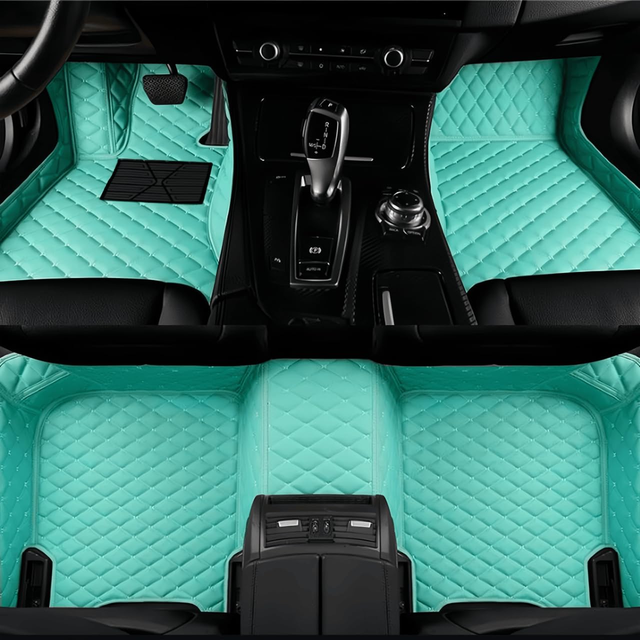 Custom Making Car Floor Mats for 100% Sedan SUV Sports Car Full Coverage Cute Men Women Pads Protection Non-Slip Leather Floor Liners (Light Blue)