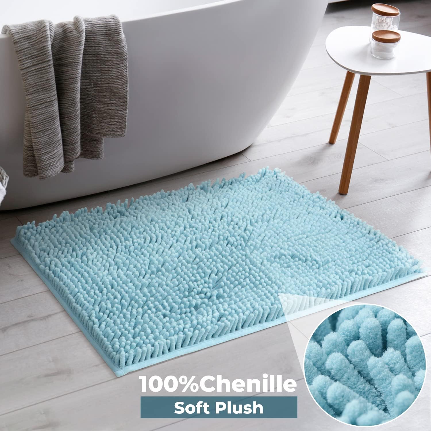 Faylapa 3 Pieces Bathroom Rug Set, Shaggy Ultra Soft Non Slip Bathroom Mat Set, Includes U-Shaped Contour Toilet Mat Plush Bath Mats for Bathroom, Tub, Shower (Machine Washable)