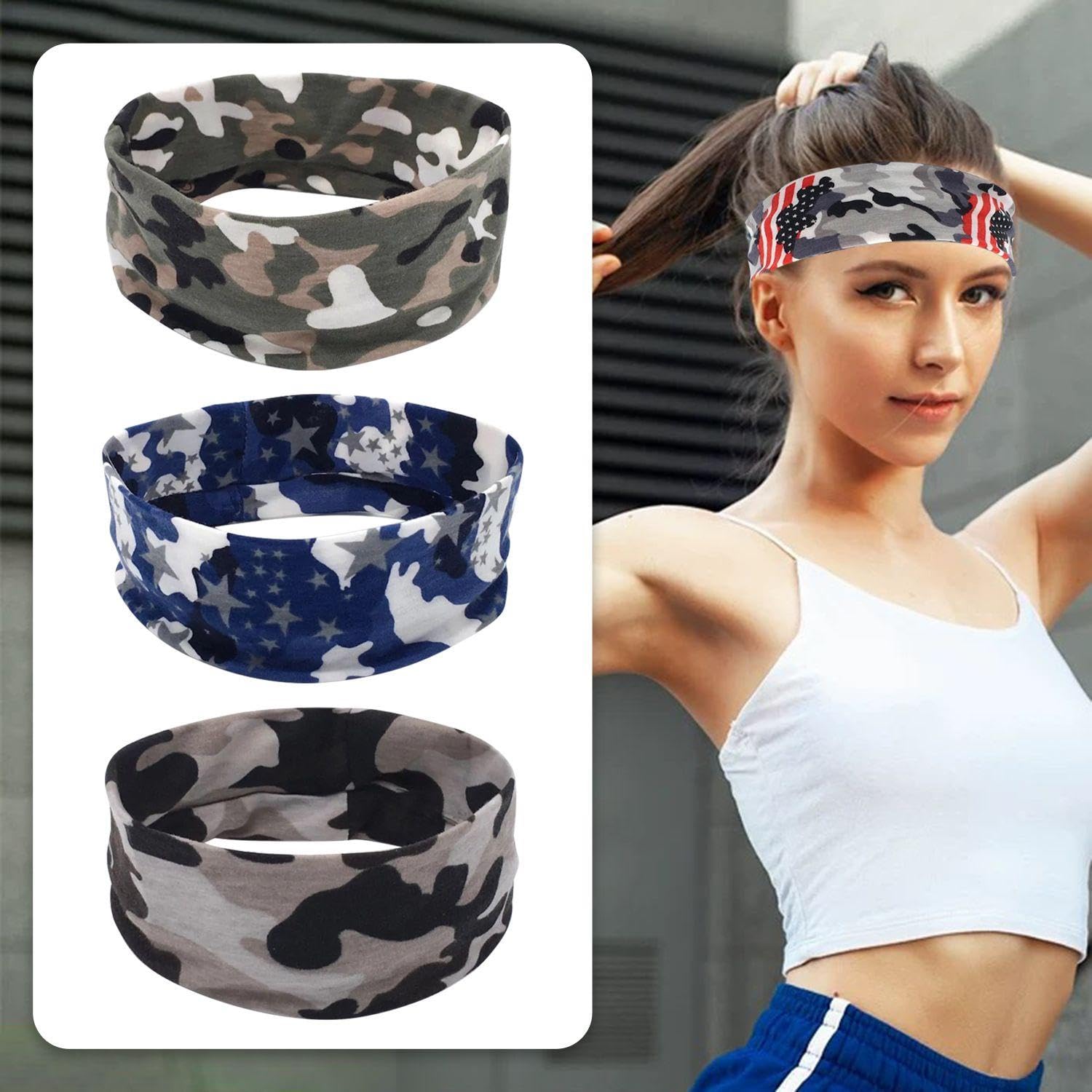 4 Bandeaux De Camouflage Et 4 Bandeaux Fins, Bandeaux De Sport, Bandeaux Élastiques, Bandeaux Doux Absorbant La Transpiration, Équipement De Sport.