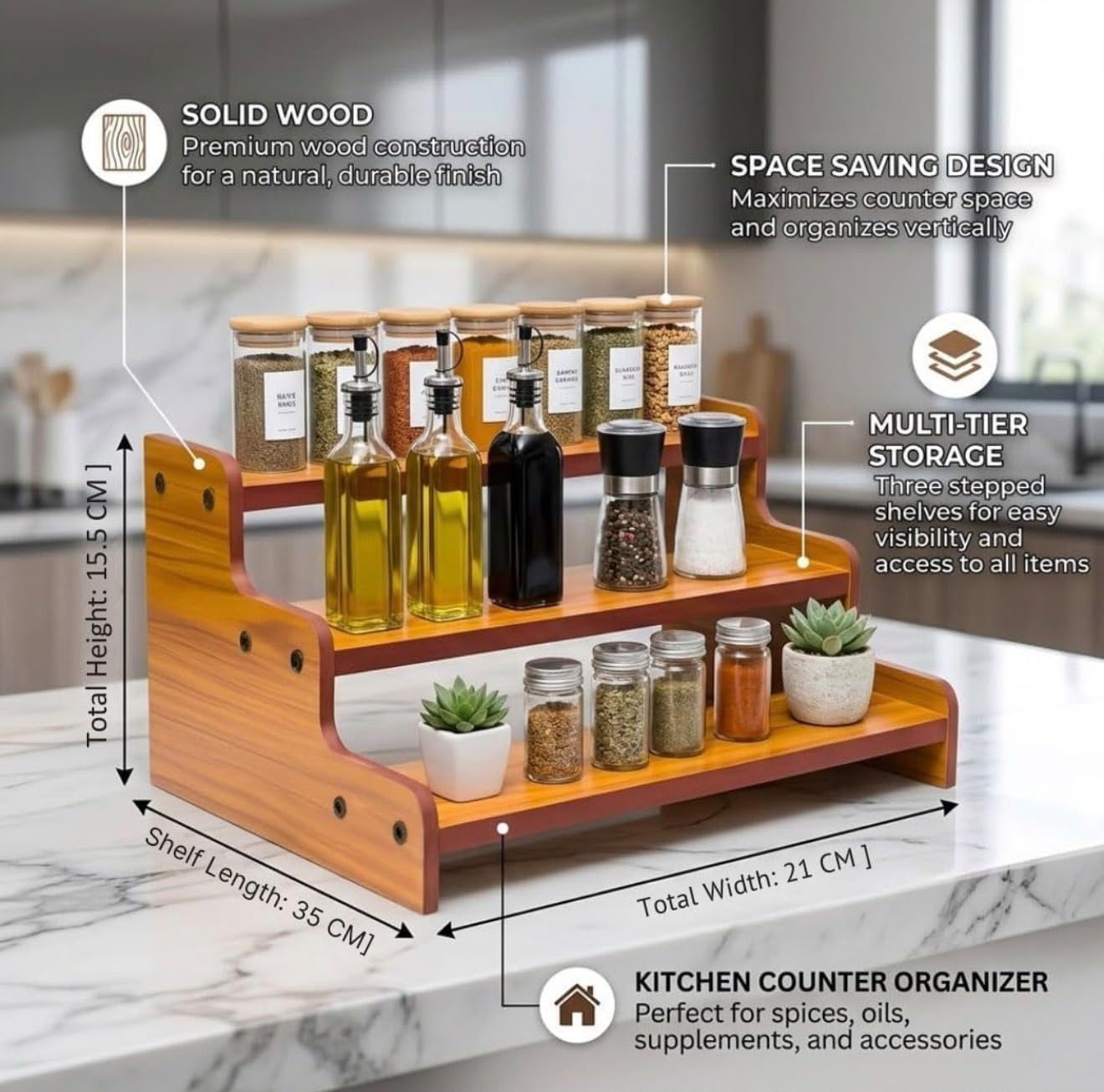 Wooden Spice Rack - Organize Your Kitchen -2