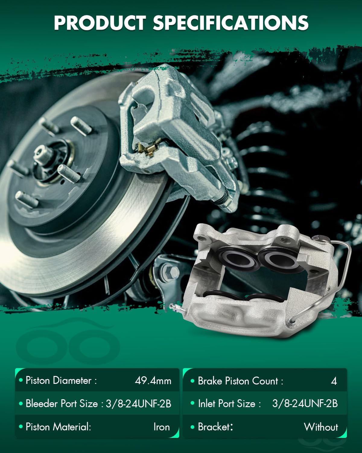 SCITOO 184403 184402 Front Left & Right Disc Brake Calipers Fit For Ford For Country Sedan 1965-1967,For Mercury For Monterey 1965-1967,For Mercury For Park Lane 1965-1967, 4 Pistons