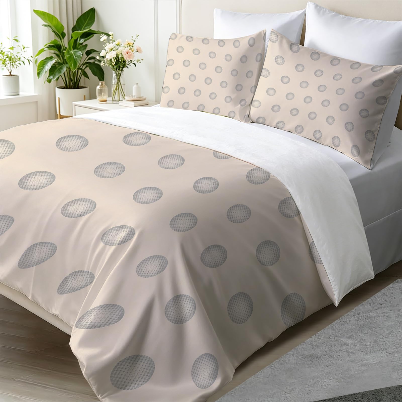 Housse de couette 220x240 en microfibre avec ses 2 taies d'oreiller de style simple