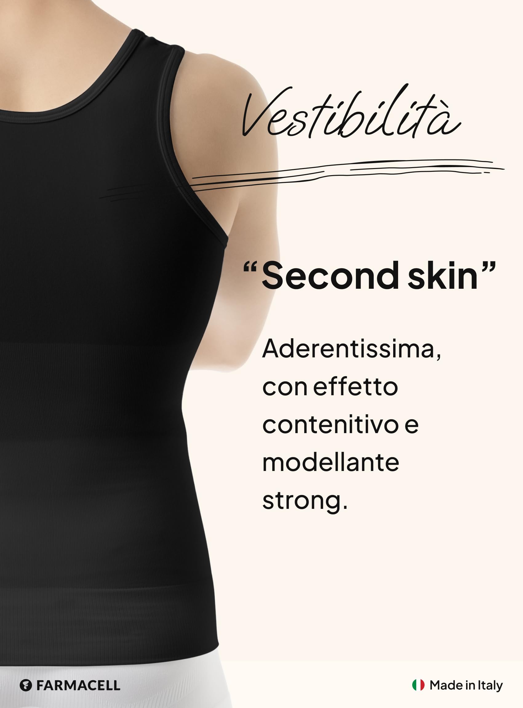 FarmaCell Canottiera Contenitiva Uomo, Effetto Pancia Piatta, Intimo Modellante in Cotone, Made in Italy, 417