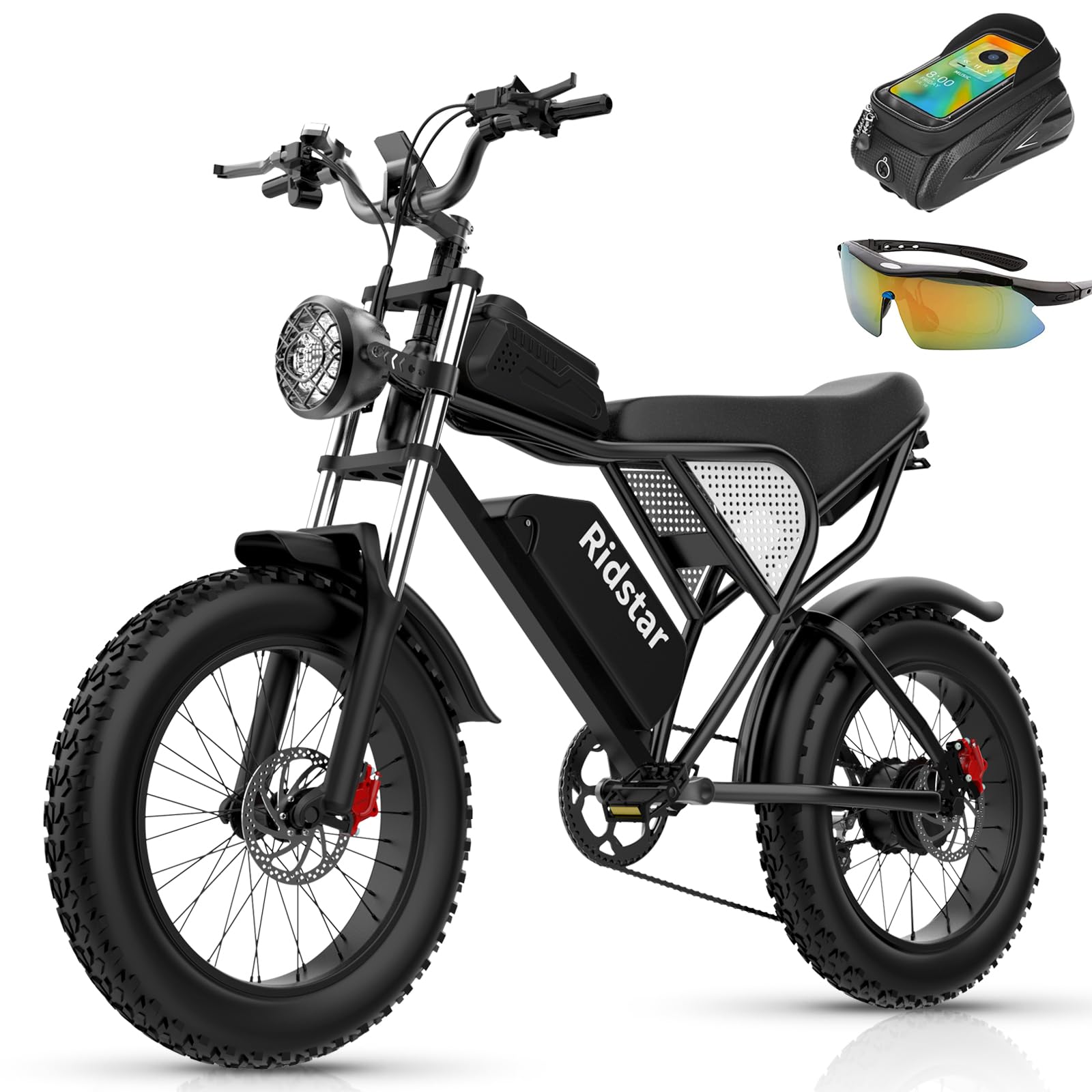 Electric Motorcycles for Adults, 1000W 20AH 30MPH Electric Bike 20'' Fat Tire Hydraulic Oil Disc Brakes Ebike, Bicicleta electrica para adultos Black